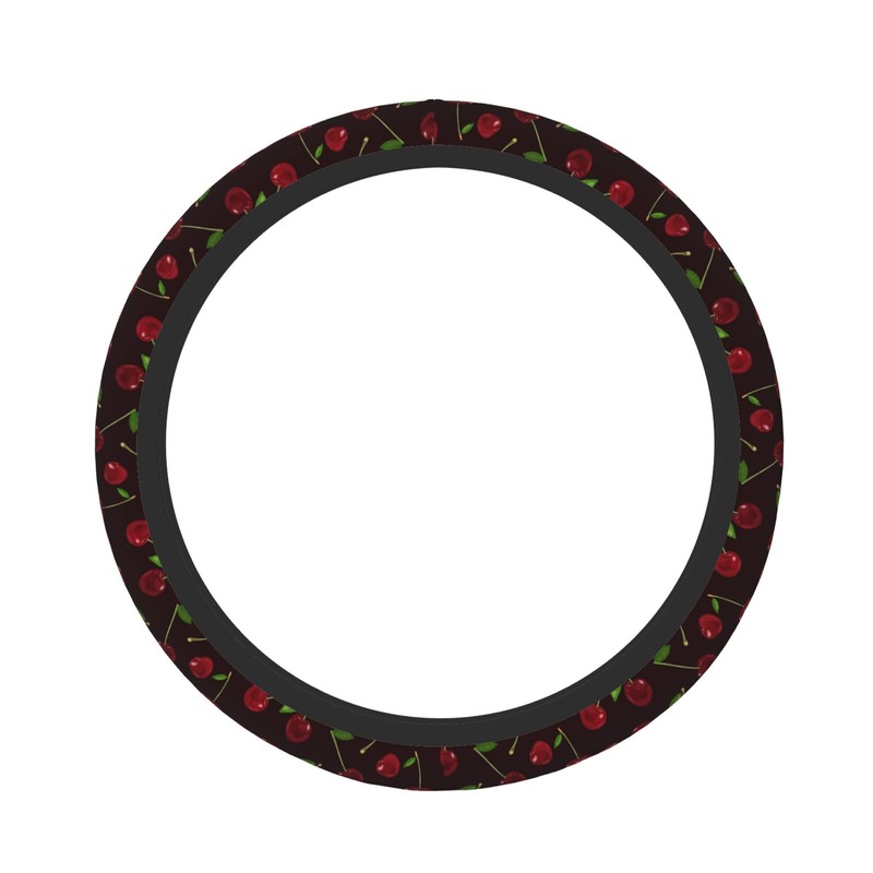 Red Cherry Steering Wheel Cover for Women, Universal 15 inch