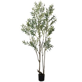 Aurlan 6.89ft Artificial Olive Tree, Faux Olive Tree with Lifelike Fruits, 82.68 Fake Olive Tree with Sturdy Plastic Pot, Artificial Plants for Office Home Living Room Indoor Outdoor Decor