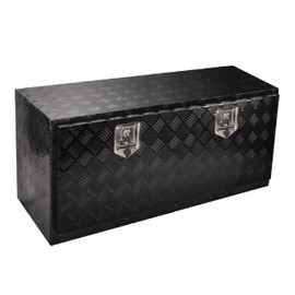 FGJQEFG 36 Inch Tool Box Truck Car Outdoor Trailer Pickup Underbody Toolbox, RV Storage Organizer, Underbed Tools Organizer W/Lock Latch W/Keys, Black Aluminum 5 Bar Tread(36''X18''X16'')