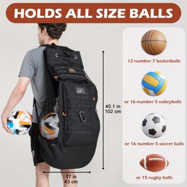 BlesMaller Football Ball Net Extra Large Ball Bag for 13 Balls Ball Bag Multipurpose Sports Mesh Bag Men's Backpack for Volleyball Basketball
