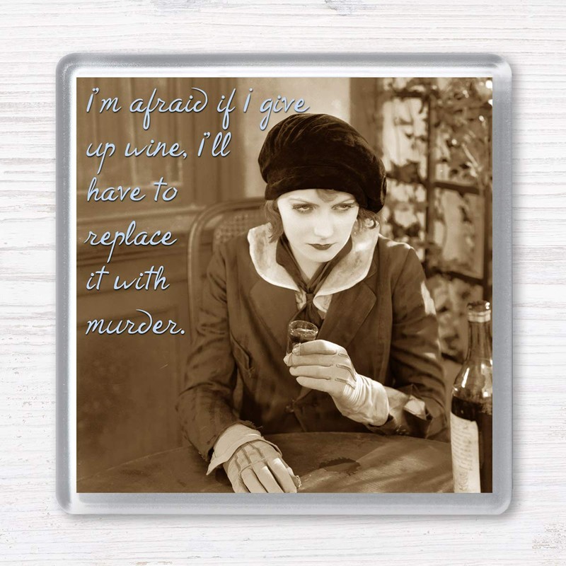 Funny Vintage Wine Drinking Women Quotes Set of 4 Gift