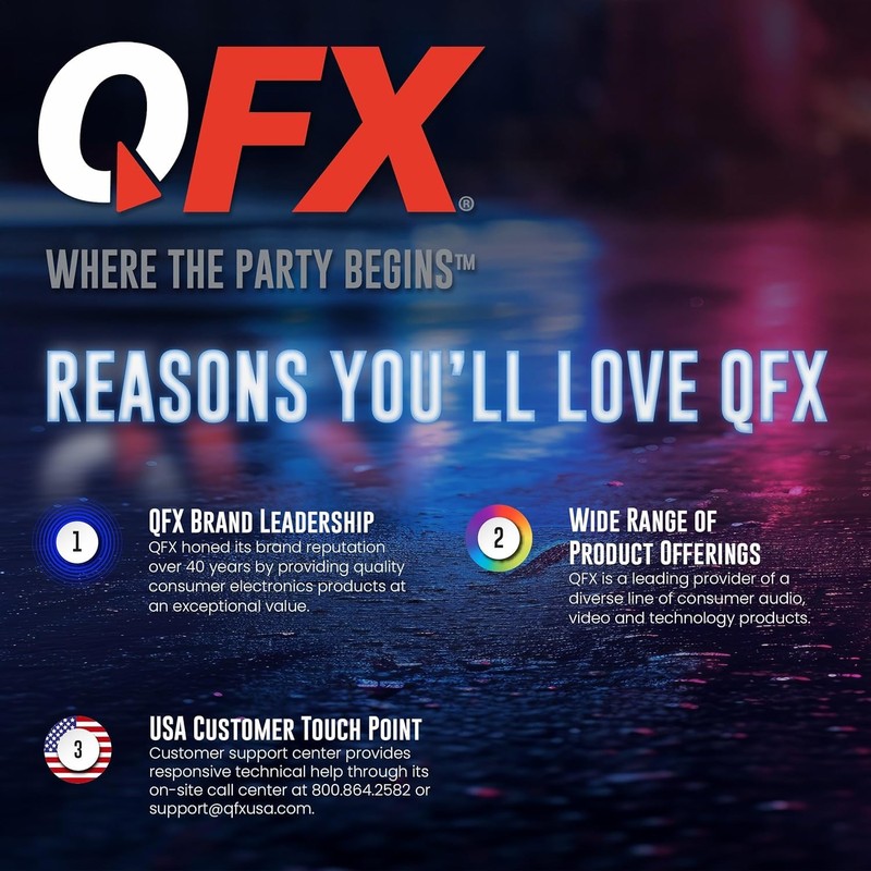 QFX PBX-616SM 15" Bluetooth Rechargeable Speaker with LED Lights, Mic