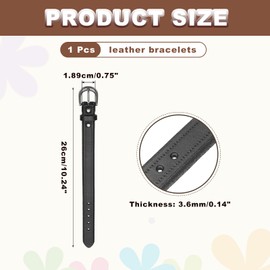 sourcing map Plain Leather Bracelets Buckle Bangle Leather Snap Bracelets Adjustable Blank Wrist Cuffs DIY Craft Wristbands for Men Women Jewelry Making, Black