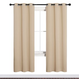 NICETOWN Room Darkening Curtain Panels for Cafe, Thermal Insulated Grommet Room Darkening Draperies/Drapes for Window (Biscotti Beige, 2 Panels, W34 x L72 -inch)