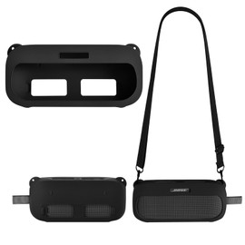 Hiyokurenri The Bose SoundLink Flex 1/ SoundLink Flex 2 Speaker Silicone Case: All - Round Protection with Handy Extras (Black)
