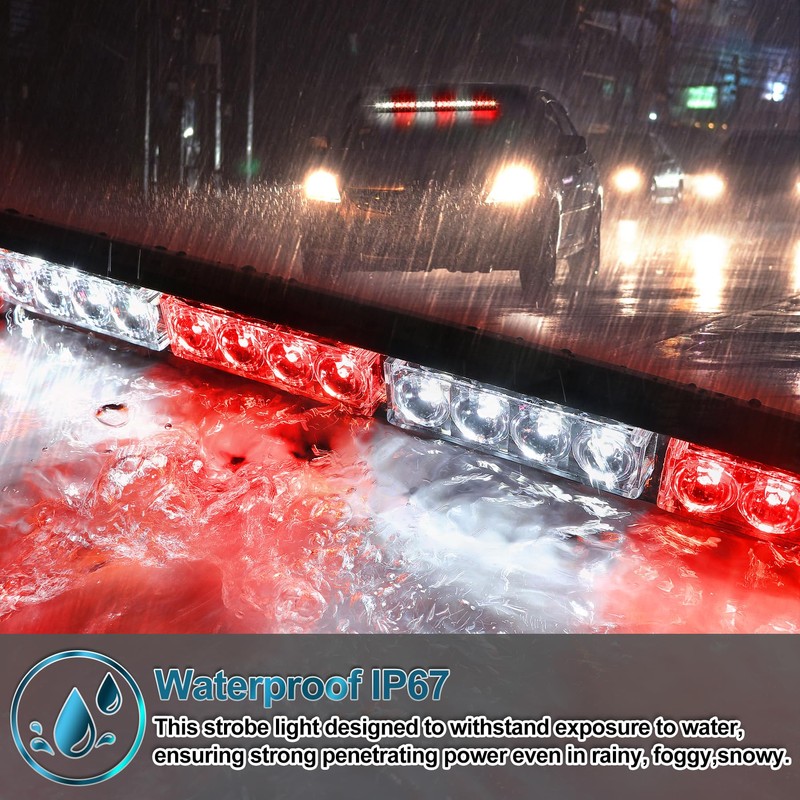 Red White LED Emergency Firefighter Lights Directional Hazard Warning Fire