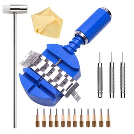 lenpestia Watch Strap Tool Watch Band Shortening Repair Kit Watch Pin Remover with 12 Pieces Replacement Pins and 3 Pieces Pin Punches 1 Piece Head Hammer for Watch Strap Adjustment, Modern