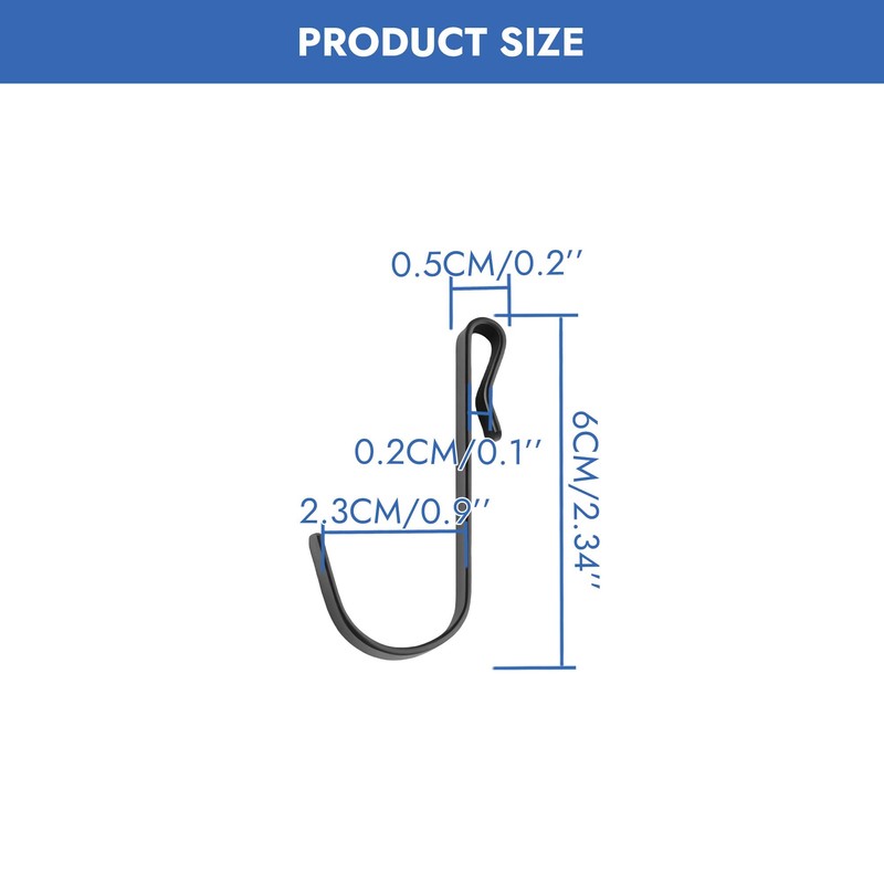 RiseDirectly 20 Pcs Black J Hooks for Wire Shelving, Clip-On