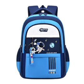 Space Childrens Backpacks for Boys, Multi-Pocket Boys School Bags Backpacks with Astronaut Pendant, Sky-Blue