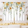 oolygoo Eucalyptus Botanical Leaves Yellow Sunflower Floral Kitchen Window Curtains