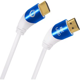 Oehlbach Shape Magic 40-8K Ultra High Speed 2.1 HDMI Cable - Certified 48 Gbps (40 Degree Angle Plug 3-Way Shielding OFC Copper Full Metal Connector) White - 1.5 m