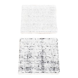 1'1"x1'1" Ivory Hand Knotted Wool Oriental One Lot Pair of Modern Table Top Rugs (1'1"x1'1")