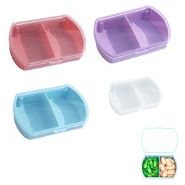 Katyjun Pack of 4 Pill Box 2 Compartments Small for On the Go Pill Box