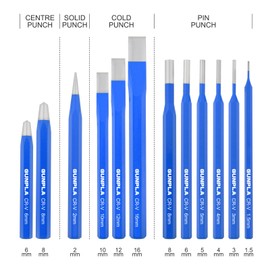 Gunpla 12pcs Chisels and Punches Set, High Quality Durable Chrome Vanadium Steel Split Punch 1.5-16mm – Removing Chiseling Inserting Silting Rusty Nuts Center Punching Tools