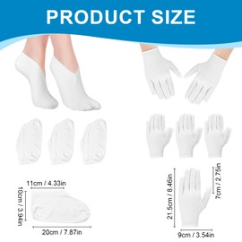 Xumann 3 Pairs Cotton Socks for Foot Moisturising and 3 Pairs White Cotton Gloves for Dry Hands Eczema
