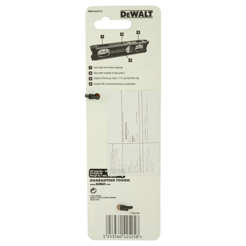 DEWALT Torpedo Spirit Level 165 mm Black Metal