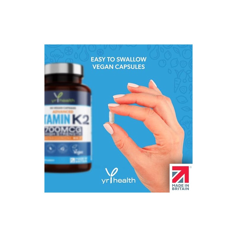 Vitamin K2 MK7 700mcg - 90 Vegan Capsules - High