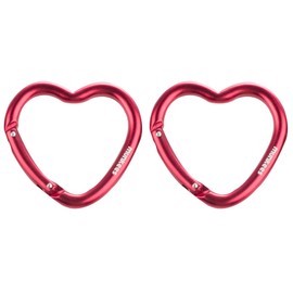 Munkees Carabiner Heart Heart Shaped Carabiner Hook Key Pendant, Multipurpose, Red Aluminum 3221, Doublepack