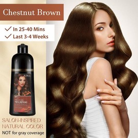 Dark Brown Hair Dye Shampoo, 3 in 1 Argan Oil Hair Color Shampoo for Women Men, Long-Lasting & Natural-Looking vibrant Color, Easy to Use, Champu Para Canas, Para el Cabello, 500 Ml - Color: Chestnut Brown