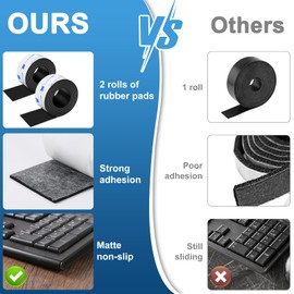 Adhesive Rubber Strips with Adhesive Backing, 2 Rolls Rubber Tape Adhesive Back, Non Slip Adhesive Strips Rubber Feet for Any Furniture and Appliances 1x40 inch