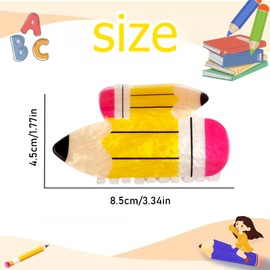 WRBAJIS Back to School Hair Clips Yellow Pencil Hair Claw Clips Funny Pencil Hair Barrettes Cute Hair Accessories for Teacher Student First Day of School Party Supplies