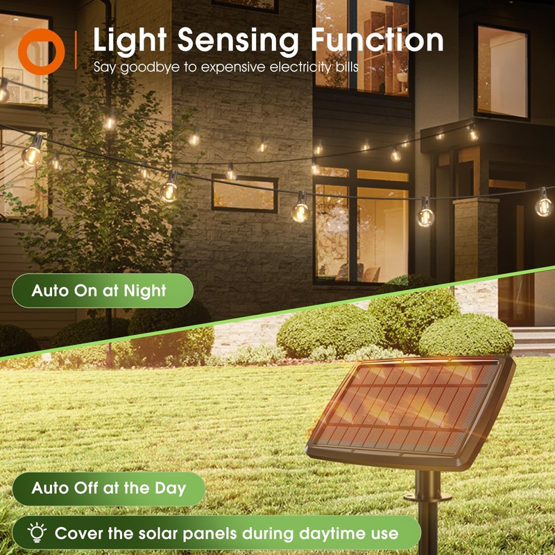 addlon 25FT Solar Powered Outdoor String Lights Waterproof with Remote,