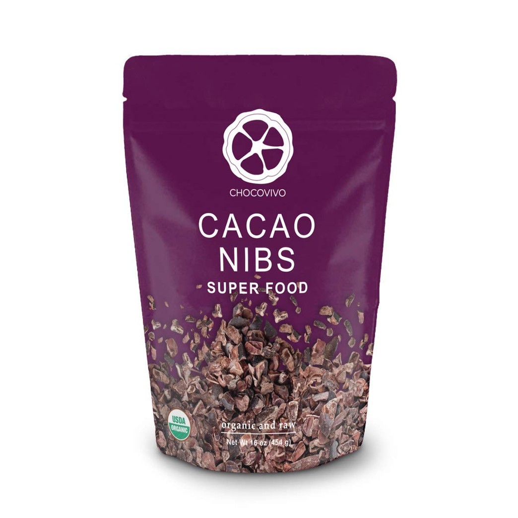 ChocoVivo Cacao Nibs Organic Raw Unsweetened - Premium Superfood Packed with Natural Antioxidants, Fiber and Flavanols for Healthy Immune System, 1 Pound