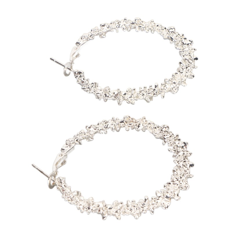 5 Pair Silver Hoop Earrings Retro Simple Lightweight Zinc Alloy