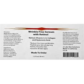 Wrinkle Free Serum with Retinol, Vitamin C and E, Collagen, and Hyaluronic Acid (1.2oz)