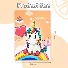OFFCUP Kids Diary, 4PCS Unicorn A5 Notebook, Lined Page Journal Pocket Notepad Unicorn Gift, Cute Children’s Stationery for Girls & Boys Birthday Party Home School Classroom Prize Loot Favour