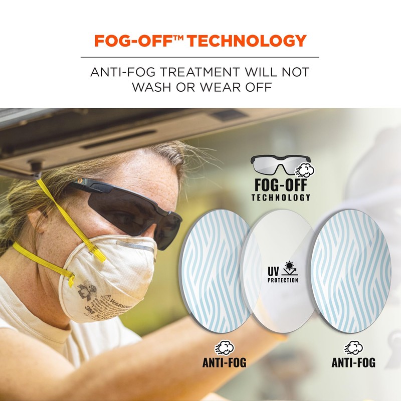 Ergodyne Skullerz Dellenger Anti Fog Safety Glasses with Adjustable Temples,