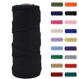 MORAINJAY 2mm Macrame Cord,100m Natural Cotton Macrame Rope,Black Macrame Cotton Cord Twine Rope Craft String Without Chemicals for DIY Crafts,Macrame Art,Gift Wrapping,Christmas Wedding Decor