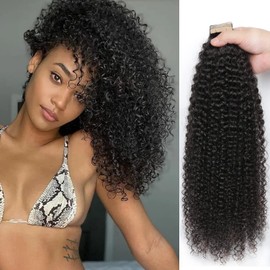 YDDM 20 Inch Tape Extensions Real Hair 40 Pieces 100 g Black Kinky Curly Tape-In Hair Extensions Real Hair Black Women Tapes Invisible Extensions Real Hair Tape Extensions Real Hair Tape Extensions Real Hair