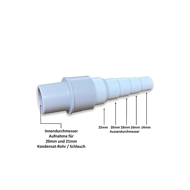 Adapter for Condensate Pipe/Hose Diameter 20/21 mm with Diameter 14/16/18/20/25
