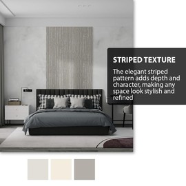 CONCORD WALLCOVERINGS ™ Display Sample, Striped Textured Grasscloth Wallpaper – Grey Metallic Silver Design, Durable Vinyl Accent Wall Covering, 7 in x 10 in, Model DE120082