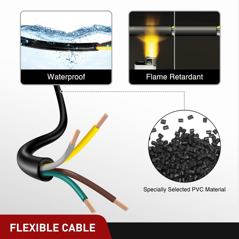 Nilight 25 Feet 4 Way Trailer Wire Extension Cable 14