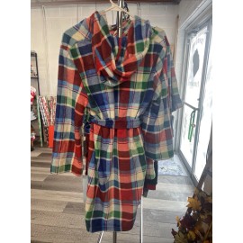 Cat & Jack Robe Kids Plaid Hooded Tie Waist - M