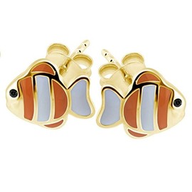 Fish Earrings 925 Sterling Silver with Gold Plating