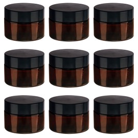 Pack of 9 Cream Jars for Filling, 30 ml Brown Glass Ointment Jar, Cream Container, Small Container with Lid, Travel Sample Container, Amber Glass Empty Jar for Cosmetics, Lotions, Creams