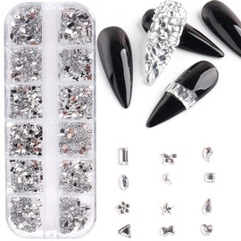 12 Grids 3D Nail Art Crafts Rhinestones DIY Nail Designs Crystal Gems Dangle Manicure Nail Jewelry 3D Nail Jewelry Crystal Gems 3D Rhinestones Nail Art Accessories