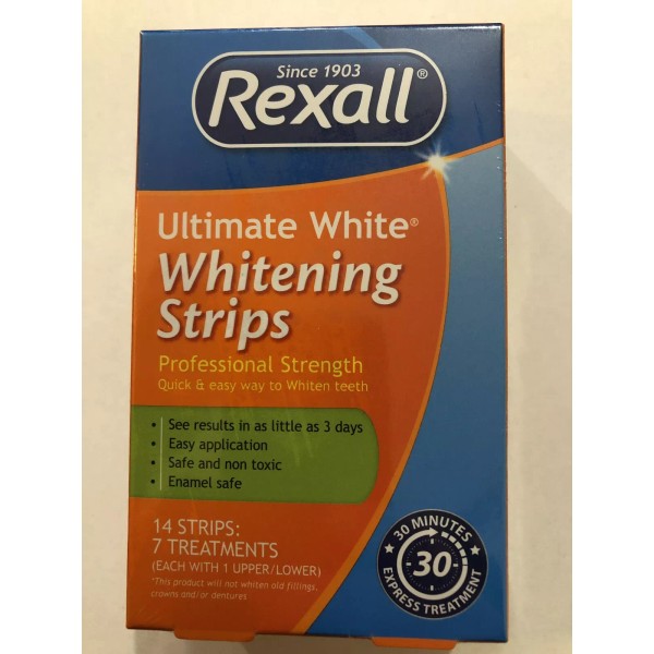 REXALL ULTIMATE WHITE WHITENING STRIPS PROFESSIONAL STRENGTH 14 STRIPS