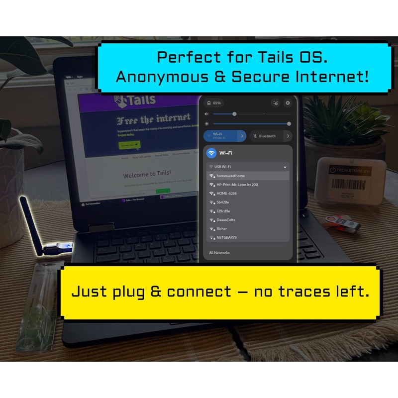Tech Store On Adaptador USB WiFi con Antena para Linux,