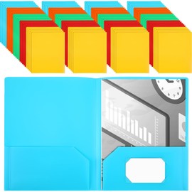 Maitys 150 Pcs 2 Pocket Plastic Folders Bulk 5 Colors 2 Pocket Folders Heavy Duty Plastic Folders with Pockets and Card Holder Multicolor Letter Size Pocket File Folder for School Office Home