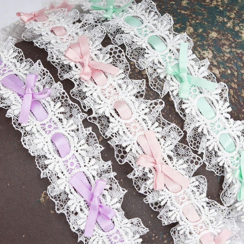 SEWVIVD 1.5 Inch Wide 3 Yards Pleated Ruffle Lace Trim