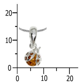 InCollections 731A200645890D Women's Curb Chain Necklace (Adjustable: 36 cm or 38 cm) with Ladybird Pendant 925 Sterling Silver with Amber