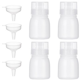 Uceoo 4 Pack Condiment Squeeze Bottles, Porous Squeeze Bottles for Sauces, Leak Proof Plastic Squeeze Bottles for Liquid Dispenser Container for Ketchup, Syrups, Oils - 5 nozzle 6oz with 4 Funnels