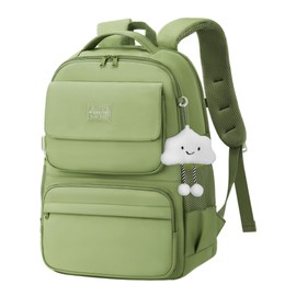 FIORETTO 25L School Bag for Girls & Teens, Womens Backpack Rucksack with Organized Pockets, Trolley Strap & Chest Buckle, Fits 15.6" Laptop, Ideal for School, Travel & Daily Use Green