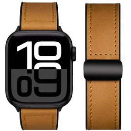Mazuboho Magnetic Leather Bands Compatible with Watch 42mm(Series 10) 41mm 40mm 38mm Men Women, Vintage Leather with Adjustable Magnetic Buckle for iWatch Series 10 9 8 7 6 5 4 SE 3 2 1