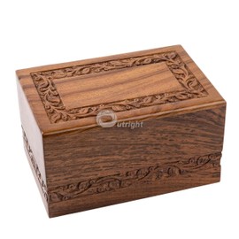 Outright Cremation Urns for Adult Human Ashes - Adult Extra Small Wooden Urn Handcrafted Border Engraved for Funeral and burial | Tree of Life Print for male and female