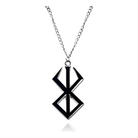 Collar Bersek Vikingo Vegvisir Brújula Cadena Runa Negro                                                                                              